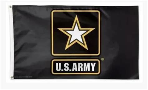 Us Army 3x5 Black 2 Grommet Flag Wstar Logoemblem Armed Forces