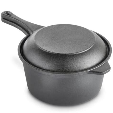 Vonshef 2pc Pre Seasoned Black Cast Iron Dutch Oven And Frying Pan Set