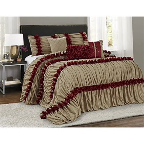 Unique Home 7 Piece Caralina Chic Ruched Ruffled Pleated Bed In A Bag Clearance Bedding