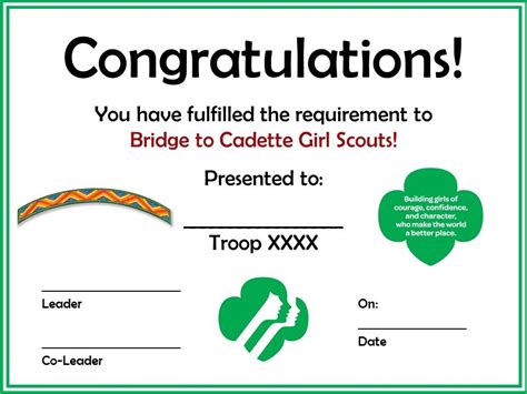 Girl Scout Ambassador Printable Bridging Certificate Editable Pdf Artofit