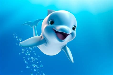 Free Photo Cute Cartoon Dolphin Smiling