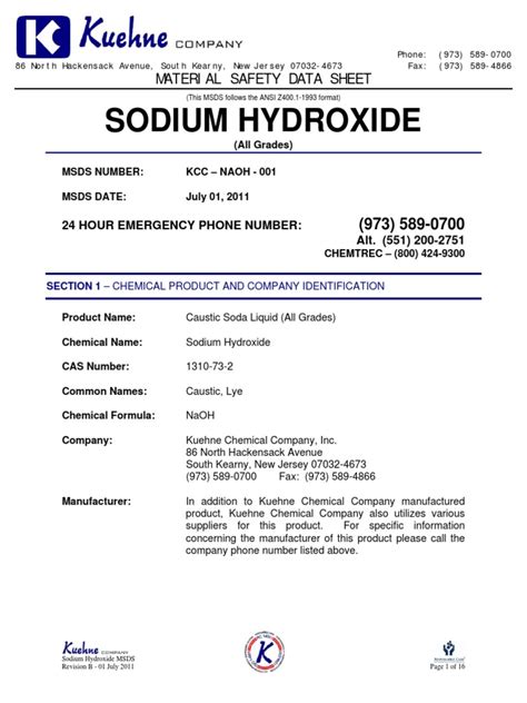 Sodium Hydroxide Sodium Hydroxide Dangerous Goods
