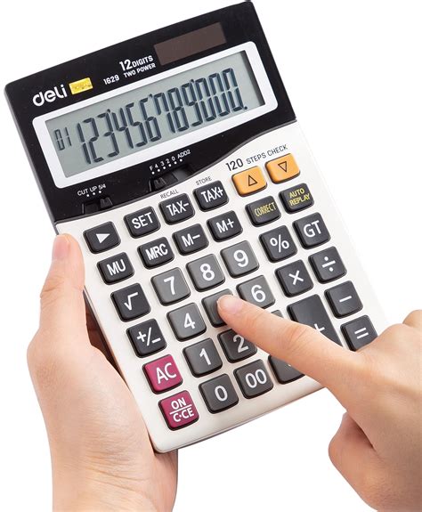 » a desk / pocket calculator » the flexible savings account a small electronic or mechanical device that performs calculations , requiring manual action for each. Desk Calculator 12 Digits Deli 183x130x37mm · Stationery