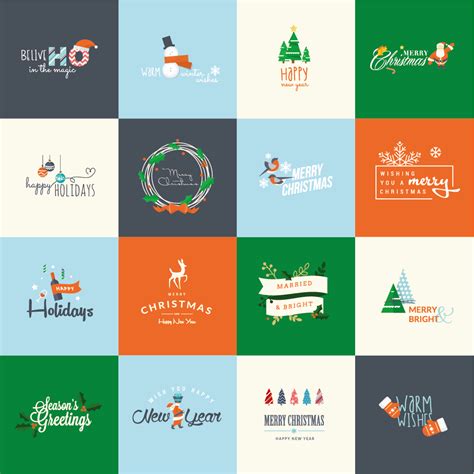 Merry Christmas With Holiday Logos Vintage Design Vector Free Download