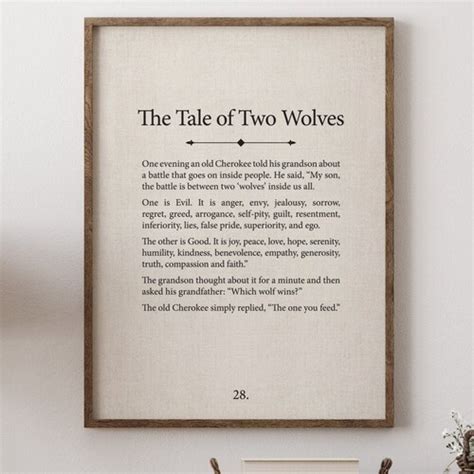 The Tale Of Two Wolves Print The Tale Of Two Wolves Poster Etsy