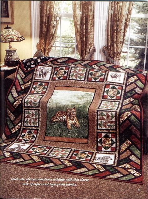 Out Of Africa Wildlife Safari Tiger Themed Twin Size Bed Quilt