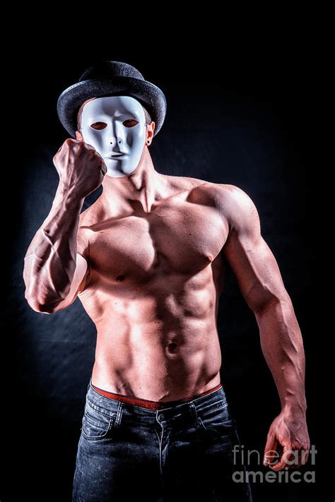 shirtless muscle man with creepy scary mask photograph by stefano c fine art america