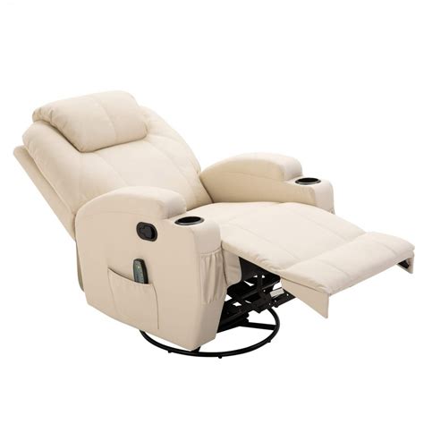 Homcom Massage Heated Pu Leather 360 Degree Swivel Recliner Chair