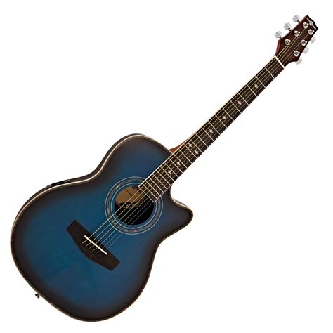 Roundback Electro Acoustic Guitar By Gear4music Blue Burst At Gear4music