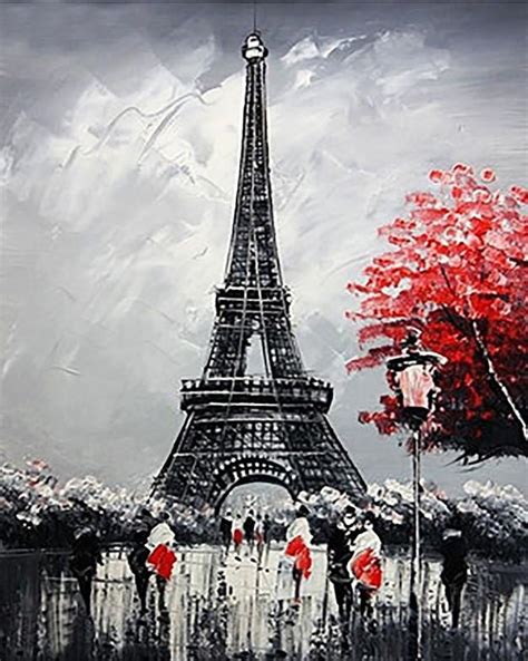Black And White Paris Eiffel Tower Cities Paint By Numbers Paint By
