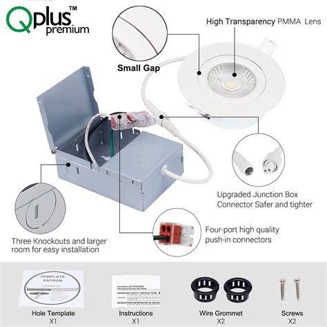 Qplus 4 Inch Ultra Fine Airtight Rotatable Gimbal Recessed Pot Light