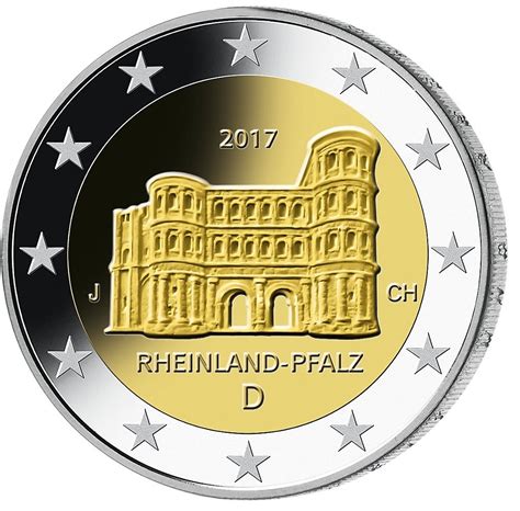 Germany 2 Euro Coin 2017 Unc All Mint Mark Adfgj Bimetallic Porta Nigra