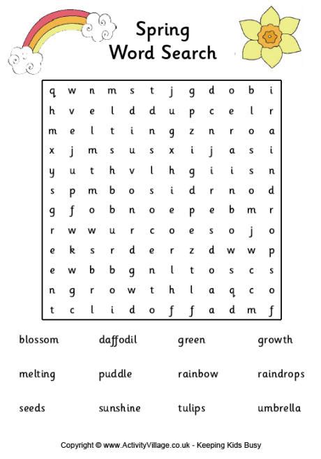 5 Best Images Of Easy Spring Word Search Printables