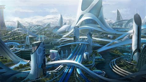 Hd Wallpaper Futuristic City Towers Buildings Digital Art Sci Fi