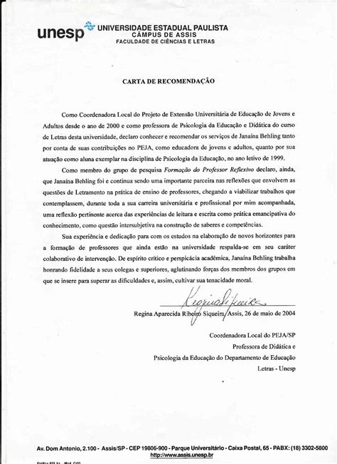 cartas recomendacao unesp assis by viva letramentos issuu