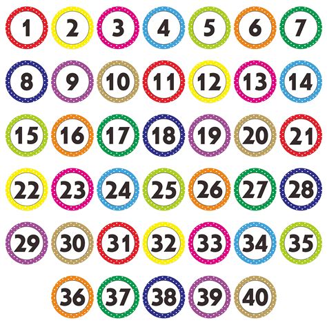 Цифры на шкафчики в детском саду от 1 до 40