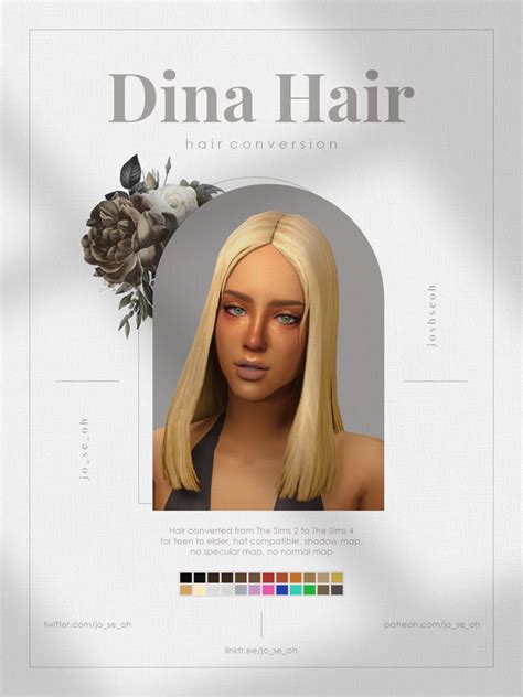 Dina Hair Josh Joseoh Joshseoh On Patreon Sims 4 Cc Skin Sims