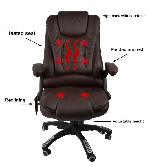 windaze massage chair swivel executive ergonomic heated vibrating chair for computer desk brown