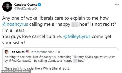 noah cyrus apologizes for using a racist remark to defend harry styles amid candace owens row