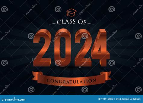 Class Of 2024 Congratulation 3d Lettering Stock Vector Illustration