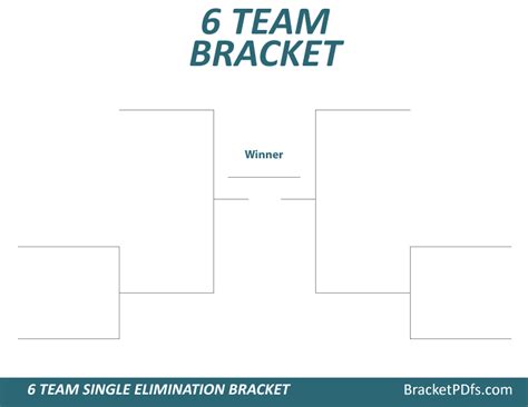 6 Team Bracket Single Elimination Printable Bracket In