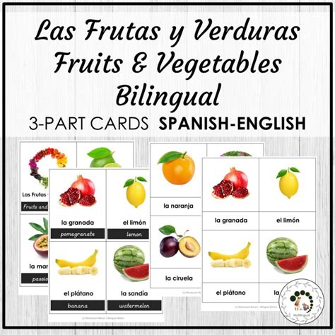 Las Frutas Y Verduras Fruits Vegetables Part Cards Bilingual Sexiz Pix