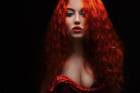 Wallpaper Alexander Drobkov Women Model Redhead Long Hair Simple