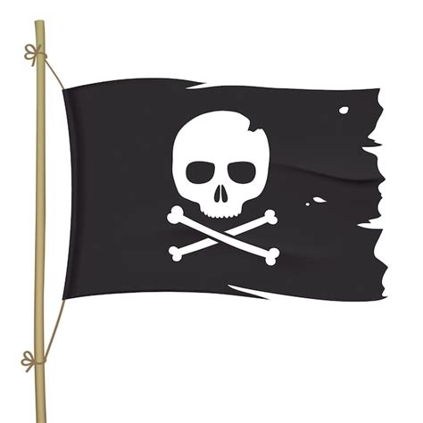 Bandeira De Pirata Rasgada Com Caveira Branca Bandeira Preta Com Ossos