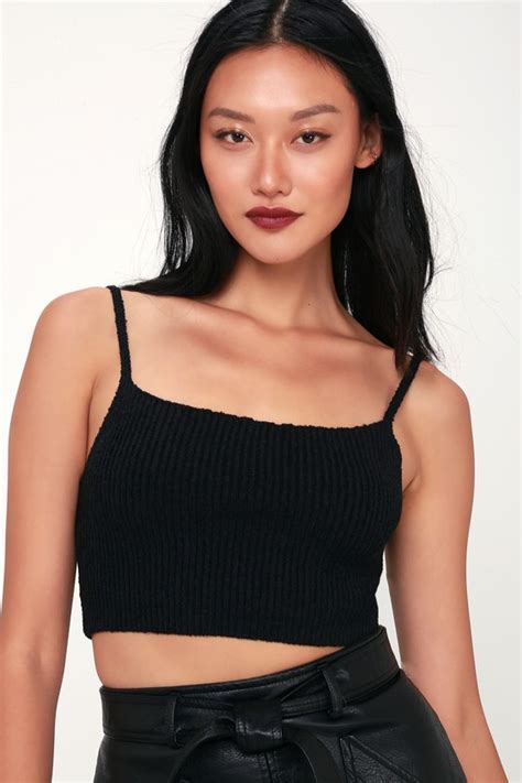 Cute Black Tank Top Knit Tank Top Crop Top Cropped Tank Lulus