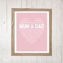 Personalised Mum And Dad Heart Print By Tillybob And Me