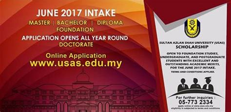 Sultan azlan shah university (malay: Biasiswa Universiti Sultan Azlan Shah (USAS Scholarship)