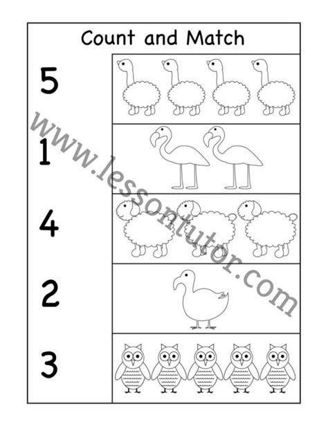 Count And Match Numbers 1 10 Worksheet Kindergarten Lesson Tutor