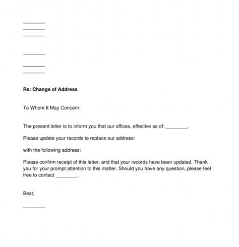 Businesses should send two types of change of location letters including one to customers and one to vendors or suppliers. Change of Address Letter - Template - Word & PDF
