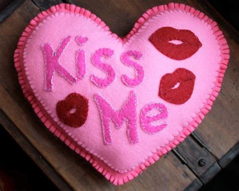 Special Save 300 Now 700 Valentines Day Kiss Me Handmade Felt Pillow