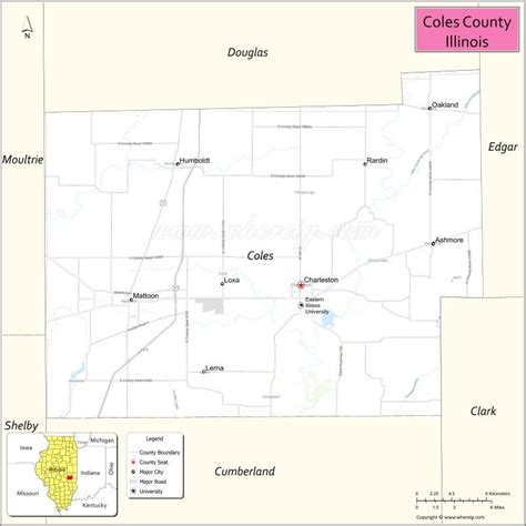 Map Of Coles County Illinois Where Is Located Cities Population