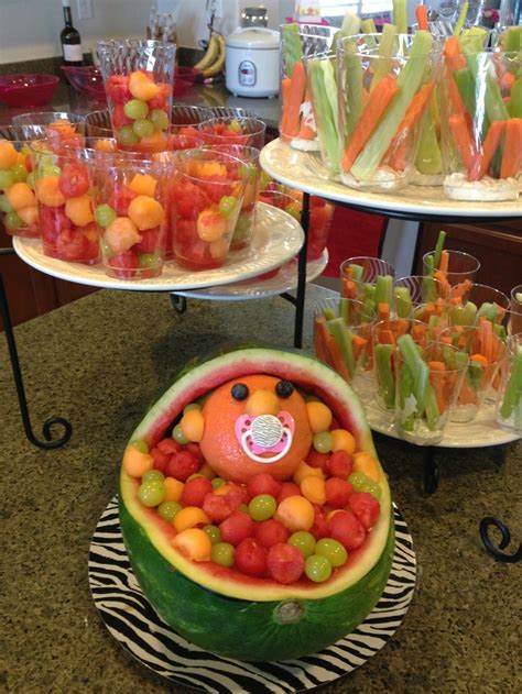 Baby Shower Fruit Salad With Zebra Pacifier Baby Shower
