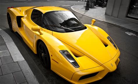 Yellow Ferrari Enzo On The Street