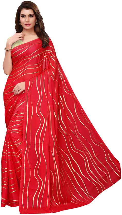 Buy Ishin Dupion Georgette Party Wear Saree With Blouse At 71 Off Paytm Mall