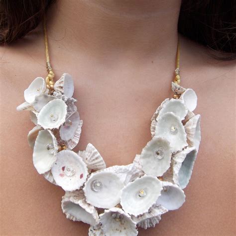 Natural Sea Shell Limpets And Silk Necklace Shell Jewelry Beaded
