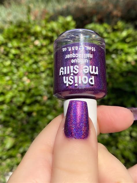 plum dandy holographic plum purple holographic rainbow custom blended glitter nail polish