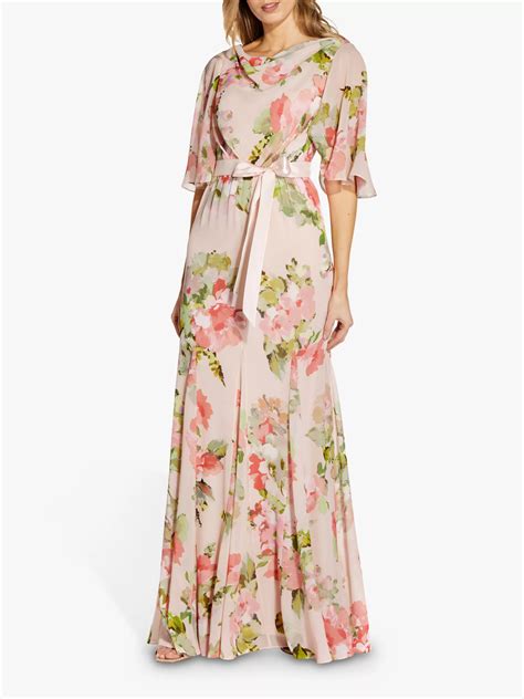 Adrianna Papell Floral Chiffon Maxi Gown Blushmulti At John Lewis