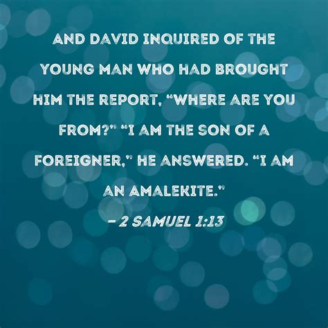 2 Samuel 113 And David Inquired Of The Young Man Who Had Brought Him