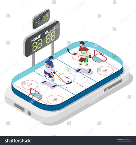 Mobile Ice Hockey Flat Vector Illustration Stock Vector Royalty Free