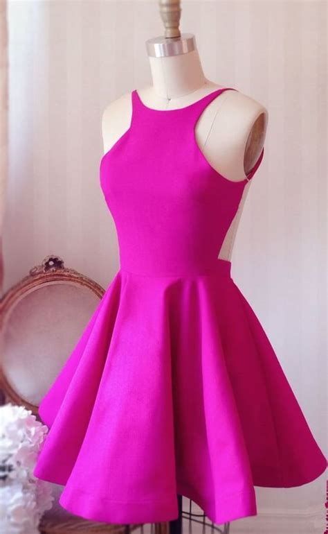 Hot Pink Backless Sexy Short Prom Dress Homecoming Dresses Party Gowns Laurafashionshop