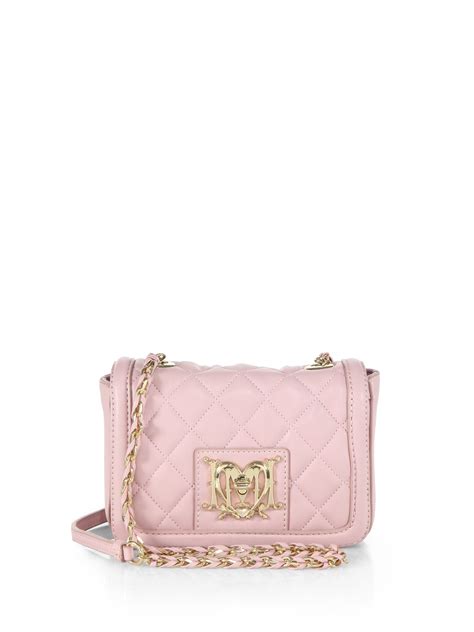 Love Moschino Quilted Faux Leather Crossbody Bag In Pink Lyst