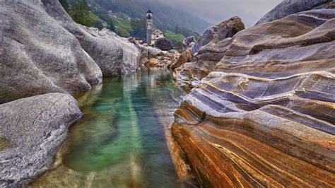Rocks In The Verzasca River Near The Hamlet Of Lavertezzo In The Valle