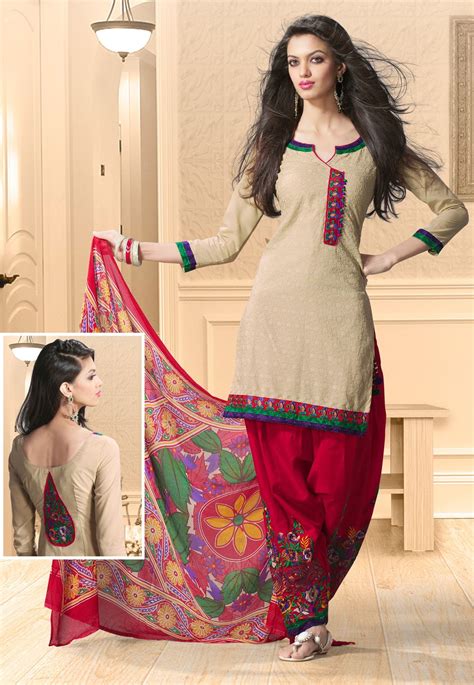 Beige Cotton Salwar Kameez Online Shopping Kff47 Dress Neck Designs Kurti Neck Designs
