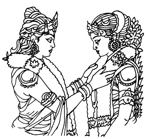 Indian Hindu Marriage Clip Art Sketch Coloring Page