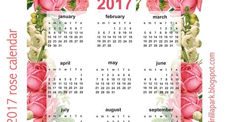 Free Printable 2017 Rose Calendar Ausdruckbarer Kalender Freebie