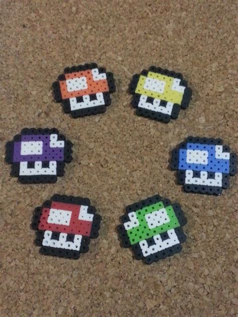 Set Of 5 Super Mario Brothers Keychains Perler Charm Magnet